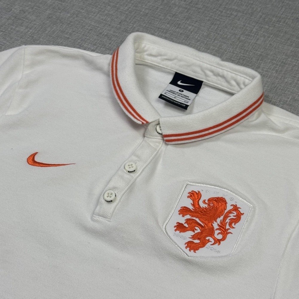 Nike Holland League Polo Shirt Men S White Soccer Short Sleeve Embroidered Crest